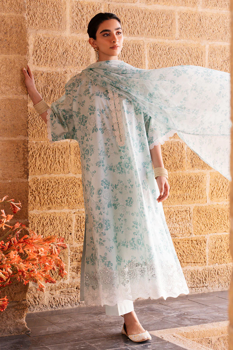 SUBTLE AQUA-3 PC PRINTED LAWN SUIT - Image 5
