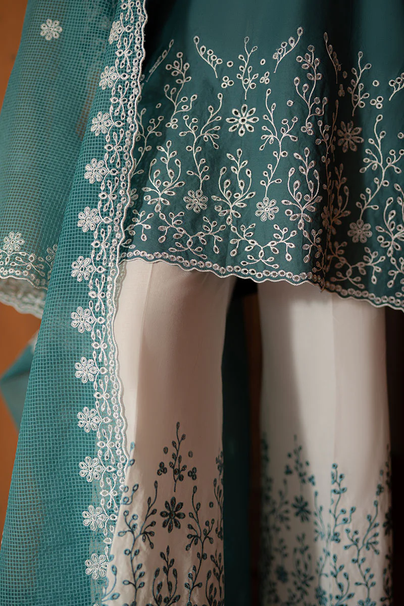 TEAL DREAM- 3PC EMBROIDERED LAWN SUIT - Image 2