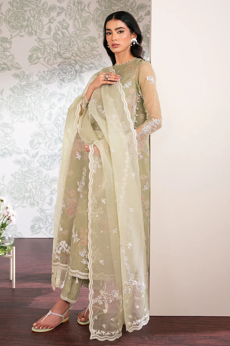 TENDER BREEZE-4 PC EMBROIDERED ORGANZA SUIT - Image 8