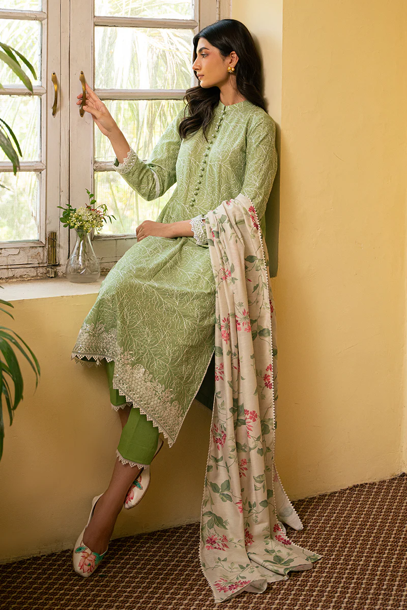 VERDANT GREEN-3 PIECE EMBROIDERED LAWN SUIT - Image 7