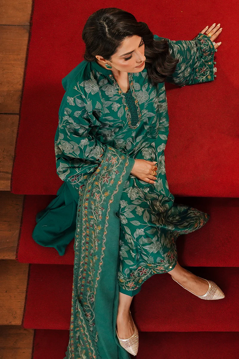 VERDANT HAVEN-3PC SATIN EMBROIDERED SUIT - Image 8