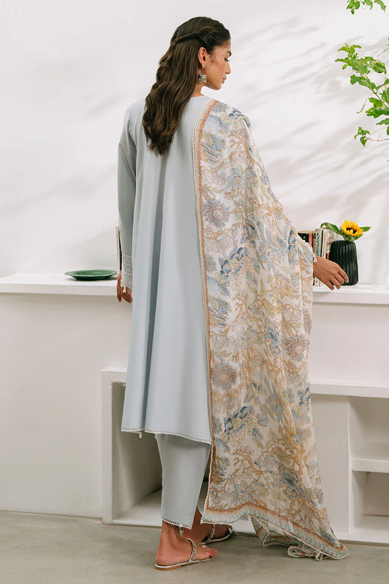 BLUE ILLUSION-3PC EMBROIDERED CAMBRIC SUIT - Image 6
