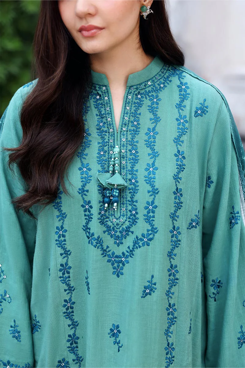 FLEUR WHISPER-3PC KHADDAR EMBROIDERED SUIT - Image 2