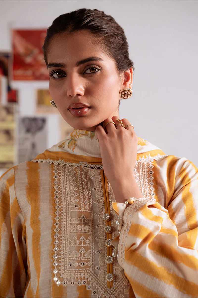 OCHRE BLISS-3PC KHADDAR PRINTED SUIT - Image 3