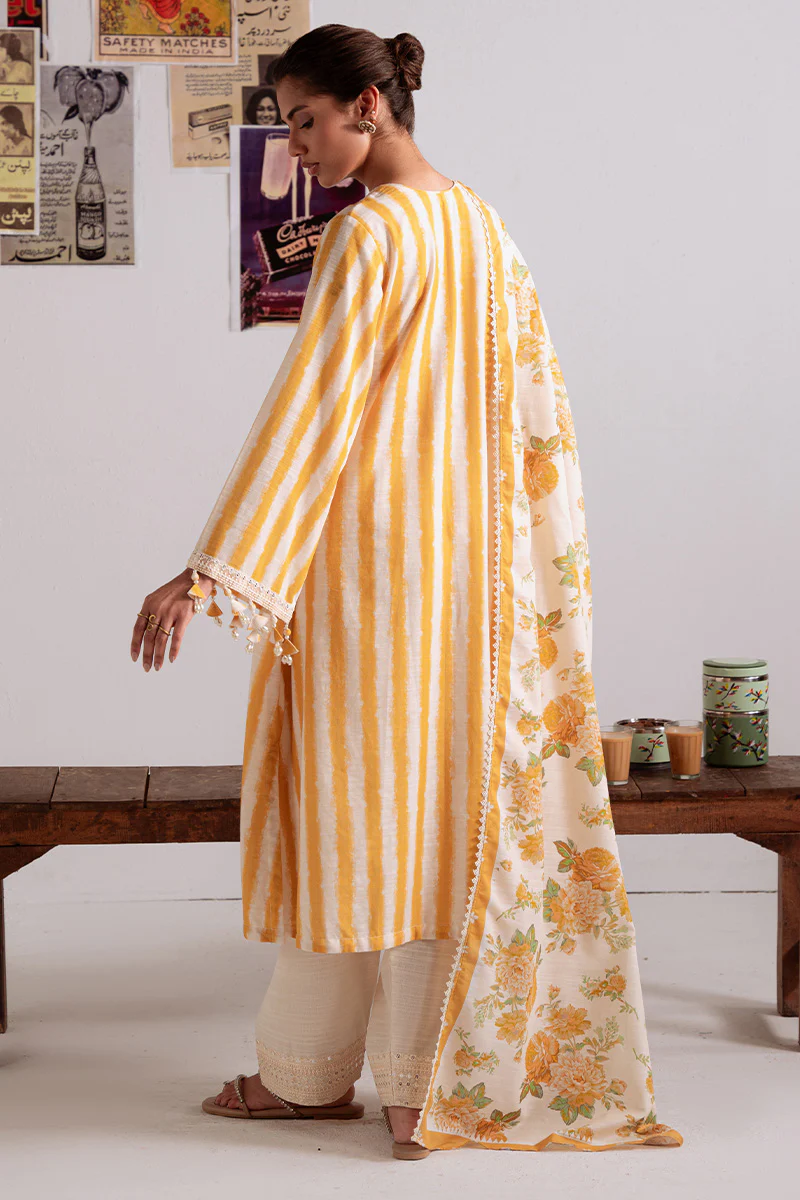 OCHRE BLISS-3PC KHADDAR PRINTED SUIT - Image 6