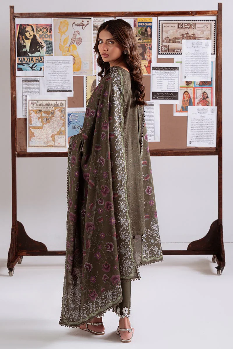 OLIVE CHARM-3PC KHADDAR PRINTED SUIT - Image 7