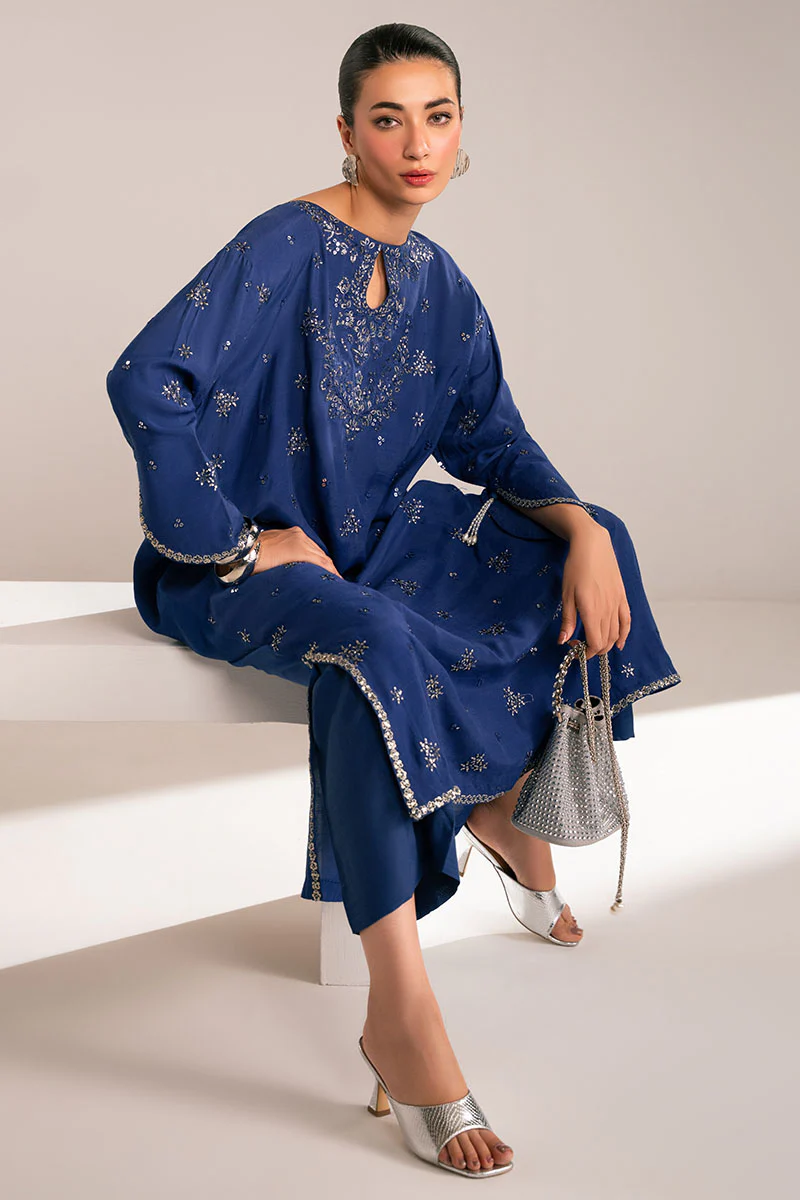 AZURE SPARKLE EMBROIDERED SILK SHIRT - Image 3
