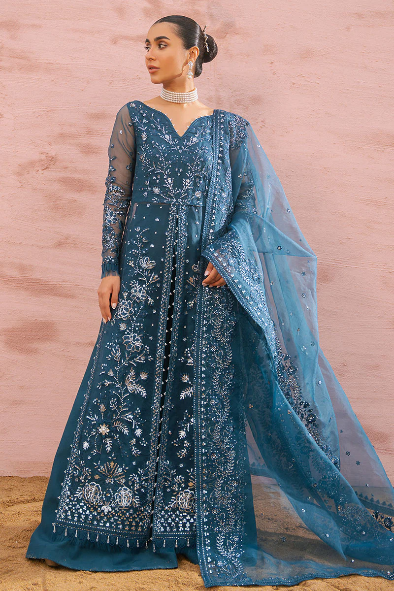 AZURE TRANQUIL-3PC ORGANZA EMBROIDERED PRET - Image 4