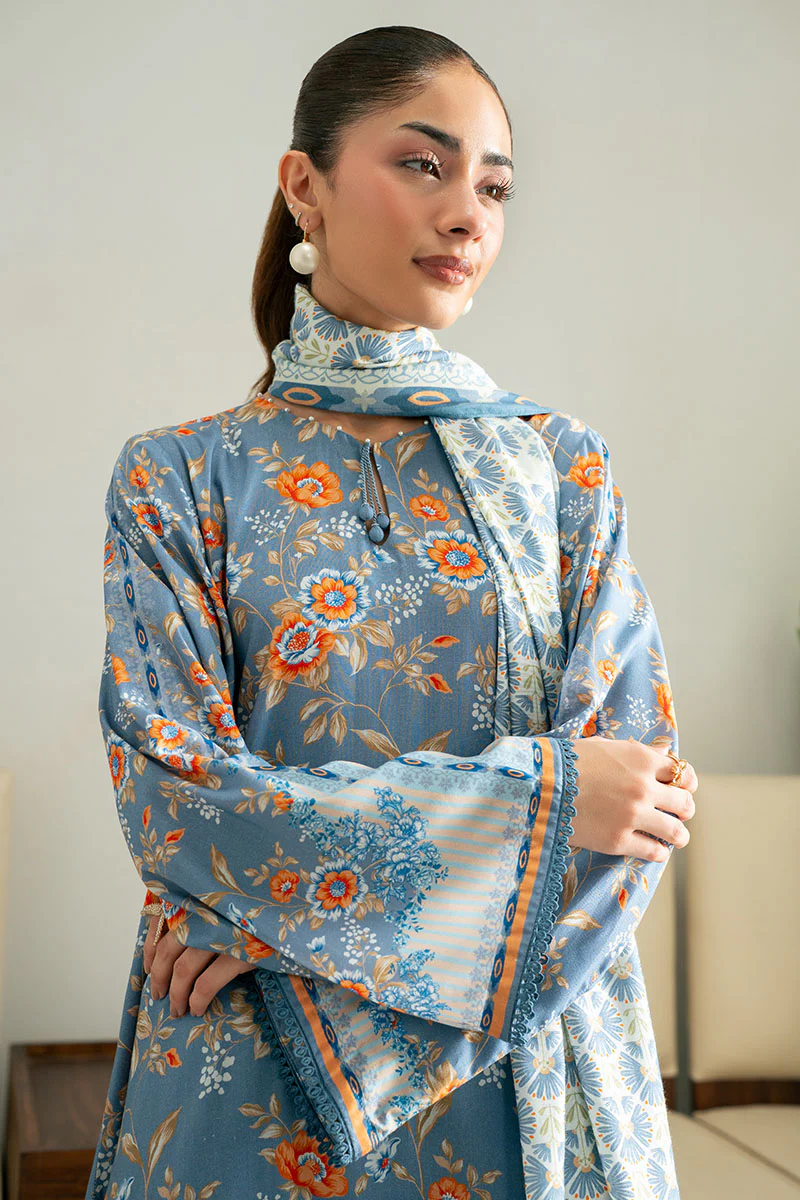 BLUE GLASS-3PC (SHIRT, TROUSER & DUPATTA) - Image 2