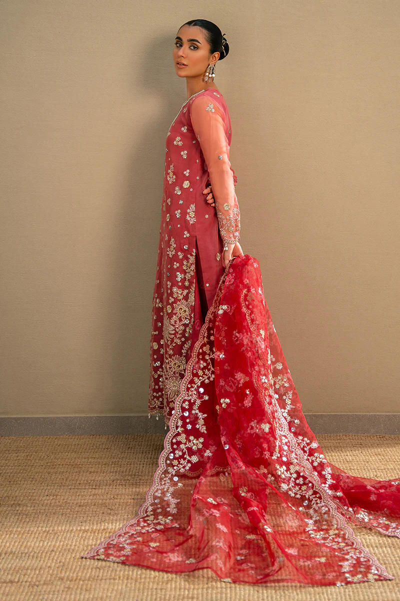 CRIMSON FIRE-3PC ORGANZA EMBROIDERED PRET - Image 5