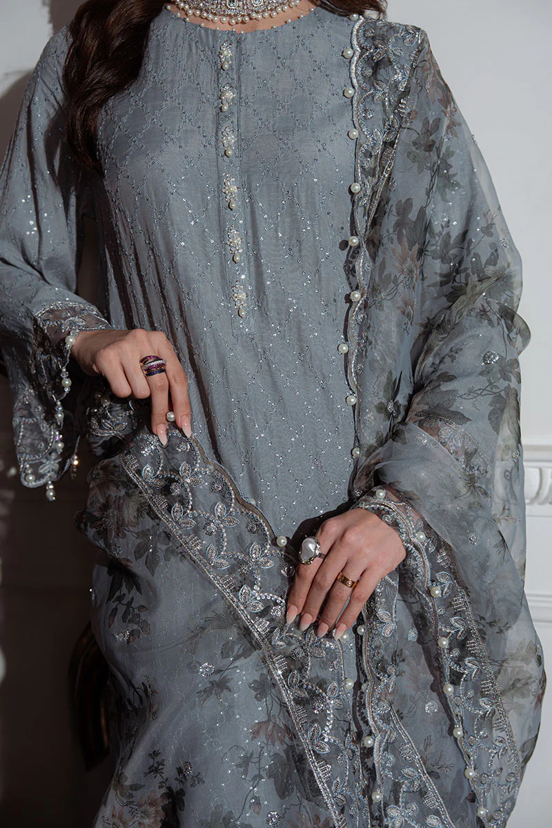 DUSKY SMOKE-3PC SILK EMBROIDERED PRET - Image 2