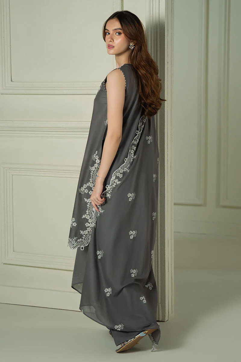 FLORAL ASH-3PC (SHIRT, TROUSER & DUPATTA) - Image 8