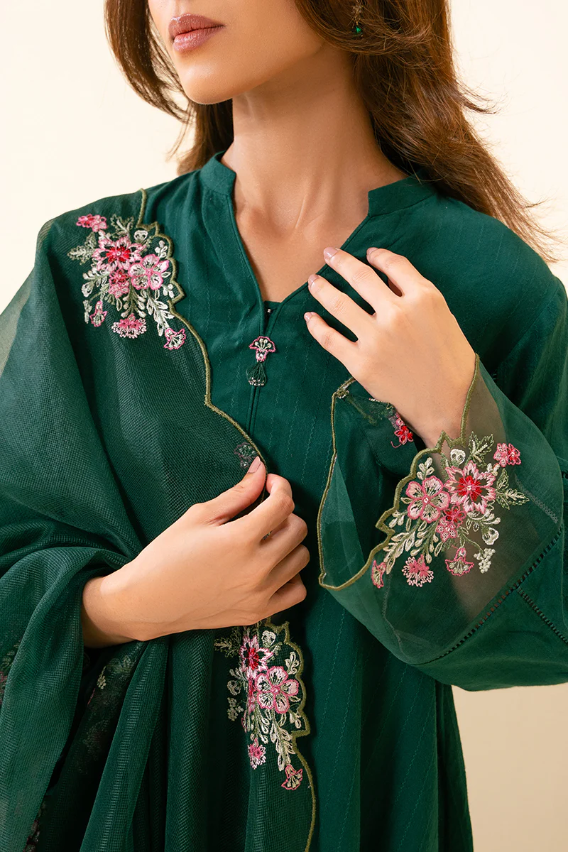 FOREST GREEN-2PC (SHIRT & DUPATTA) - Image 2