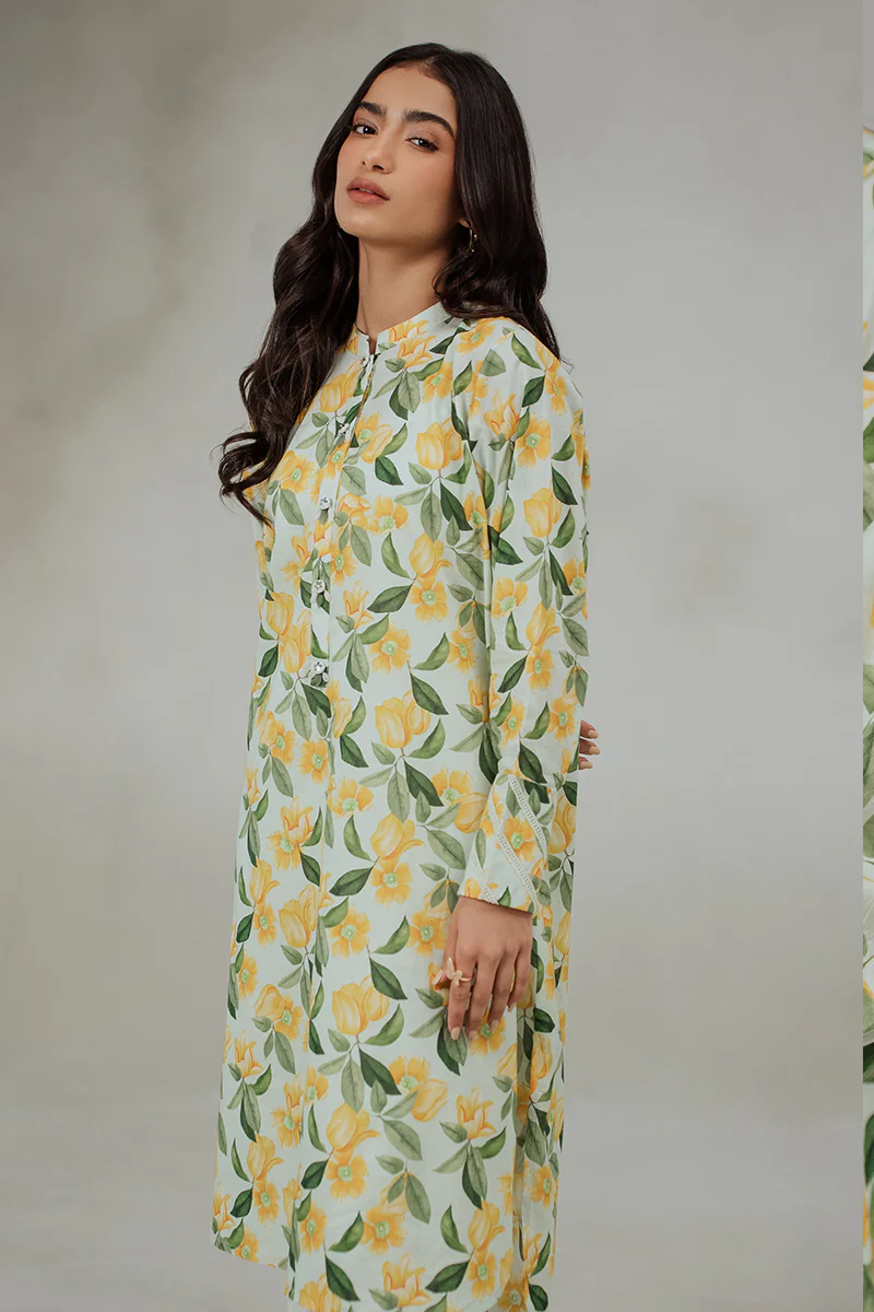 LEMON GLAZE LAWN PRINTED SHIRT - Image 3