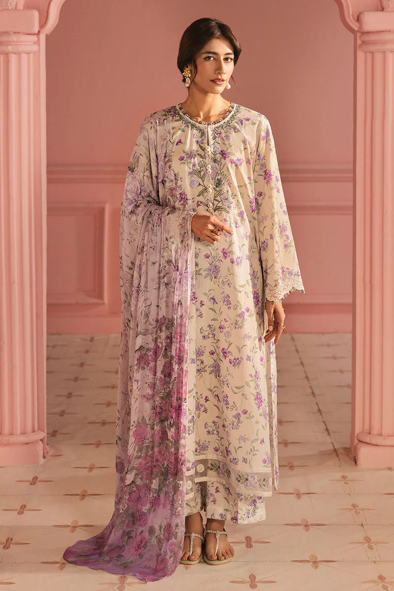 LILAC BLOOM-3PC (SHIRT, TROUSER & DUPATTA) - Image 6