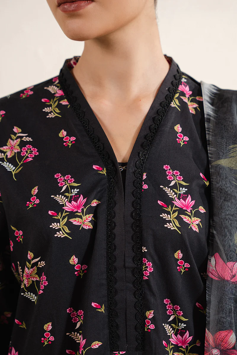MIDNIGHT BLOOM-3 PC (SHIRT, TROUSER & DUPATTA) - Image 2