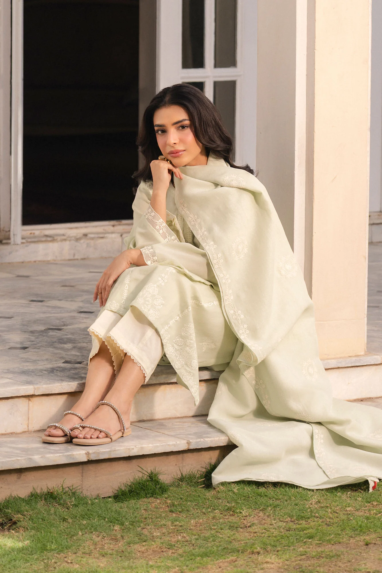 MINT WHISPER-2PC (SHIRT & DUPATTA) - Image 3