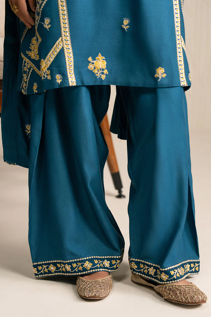 MYSTIC TEAL-3PC (SHIRT, TROUSER & DUPATTA) - Image 2
