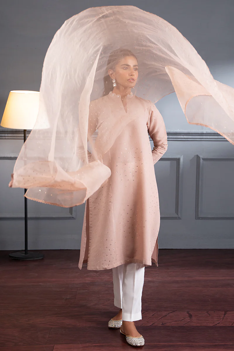 PALE PINK- 2 PC (SHIRT & DUPATTA) - Image 8