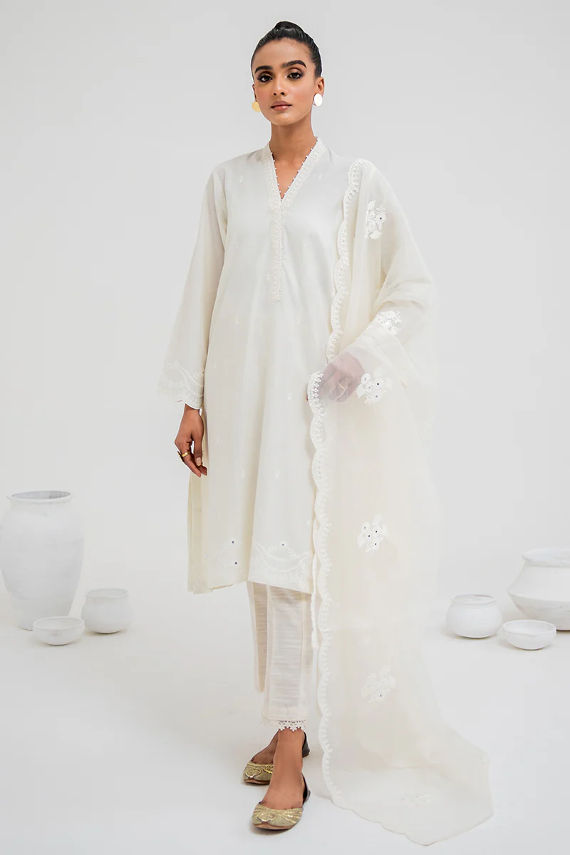PRISTINE WHITE-2PC(SHIRT & DUPATTA)