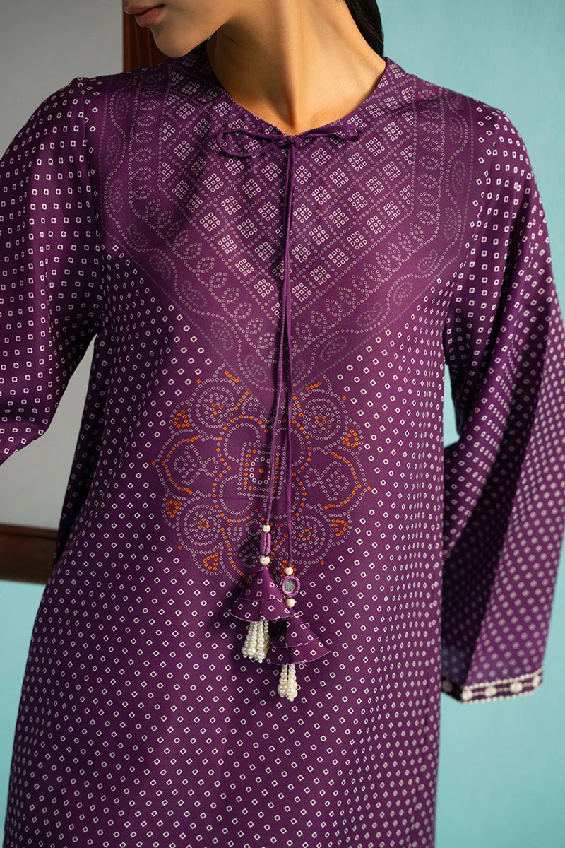 PURPLE GLAM PRINTED LAWN SHIRT - Image 5