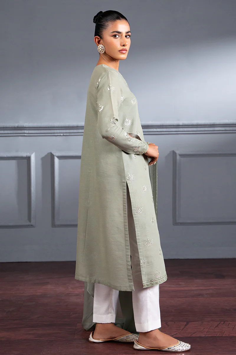 SAGE GREEN- 2 PC (SHIRT & DUPATTA) - Image 7