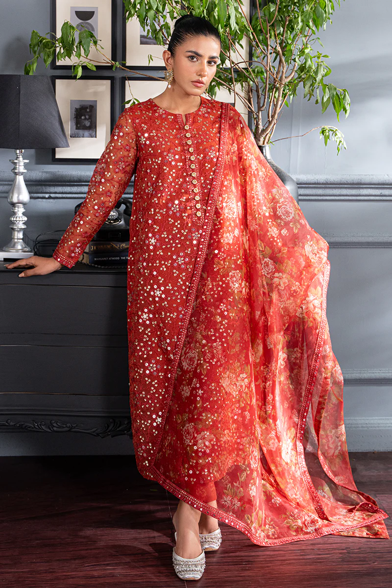 SCARLET BLOOM-2PC (SHIRT & DUPTTA) - Image 3
