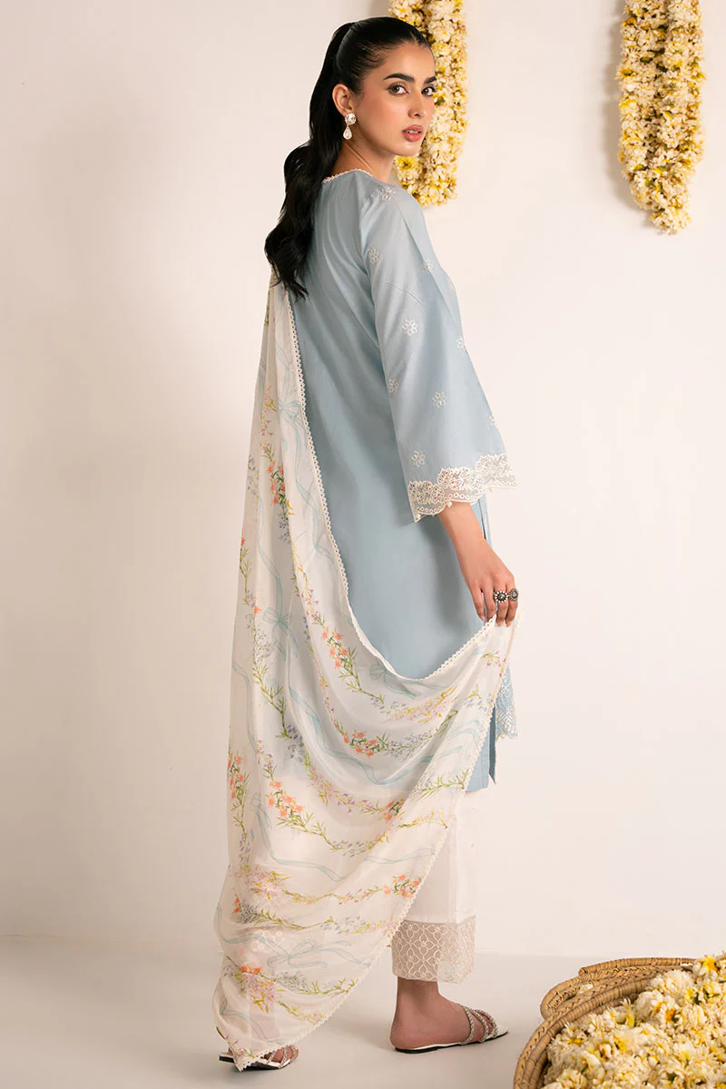 SHELL BLUE-2PC (SHIRT & DUPATTA) - Image 5