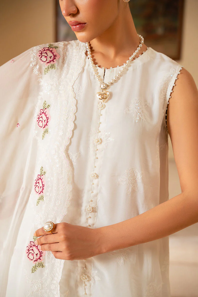 WHITE WHISPER-3PC (SHIRT, TROUSER & DUPATTA) - Image 3