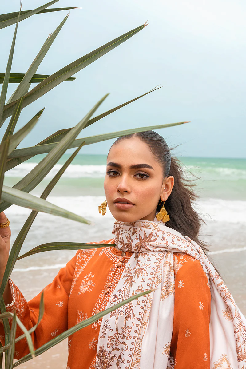 RUST AURA-3PC SATIN PRINTED SUIT - Image 5
