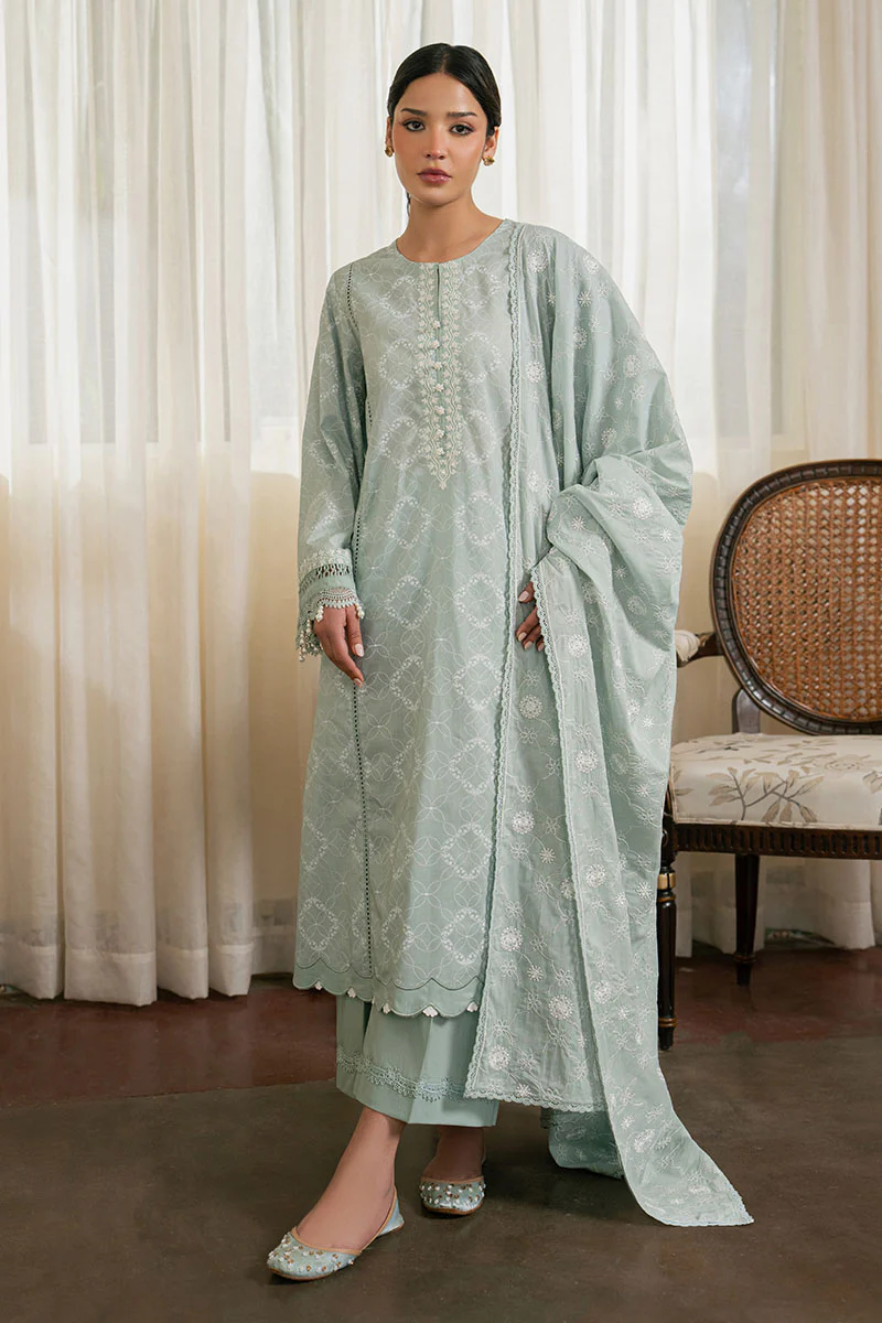 SAGE REVERIE- 3PC EMBROIDERED LAWN SUIT - Image 4