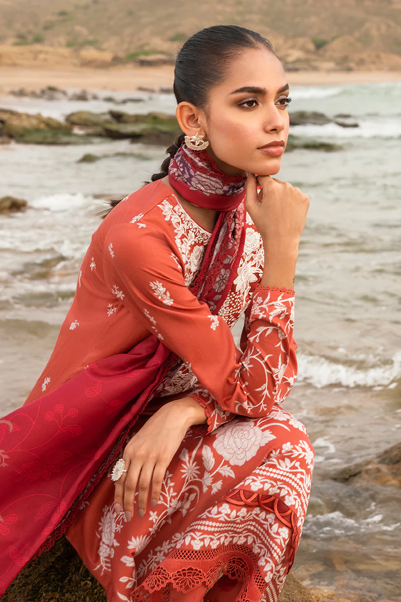 SAND STONE-3PC SATIN PRINTED SUIT - Image 4