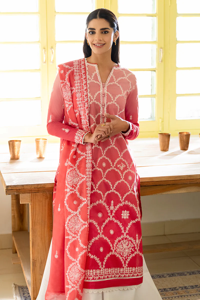 SCALLOPED FLOW-3PC EMBROIDERED LAWN SUIT - Image 4