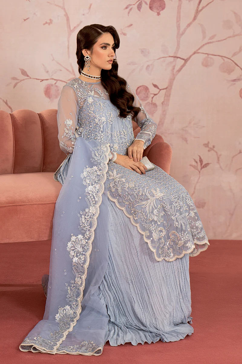 SCARLET BLUE-2PC ORGANZA EMBROIDERED PRET - Image 4