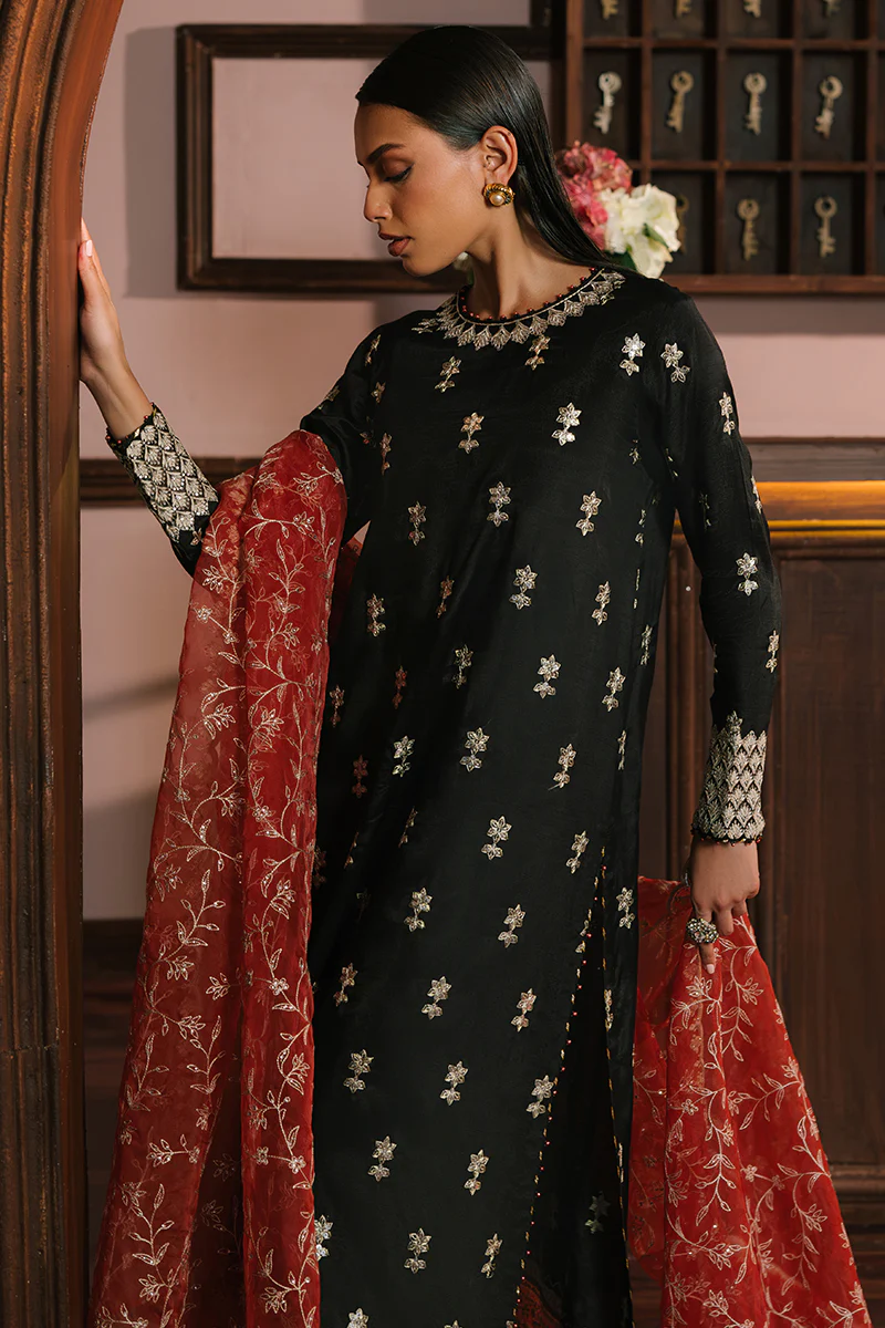 SCARLET CINNABAR-3PC SILK EMBROIDERED SUIT - Image 2