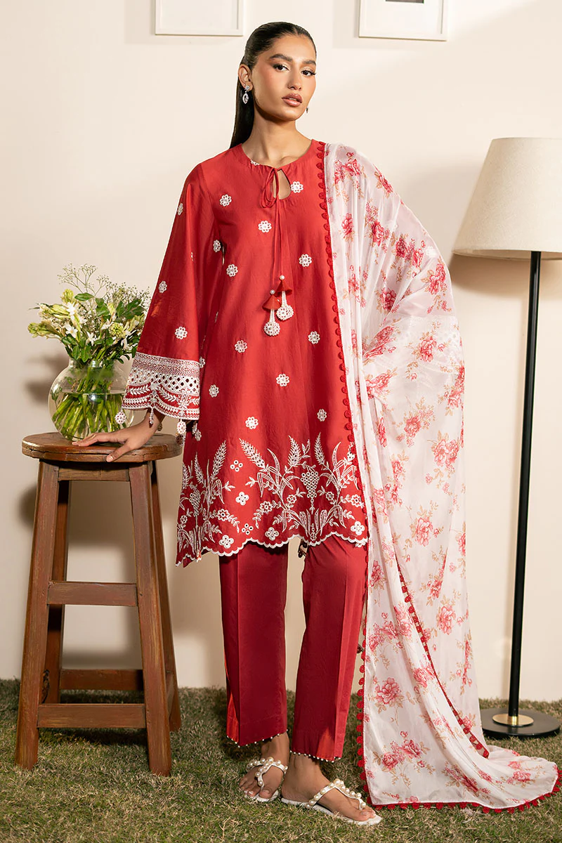 SCARLET GARDEN- 3PC EMBROIDERED LAWN SUIT - Image 3