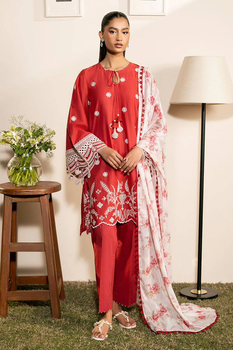 SCARLET GARDEN- 3PC EMBROIDERED LAWN SUIT - Image 5