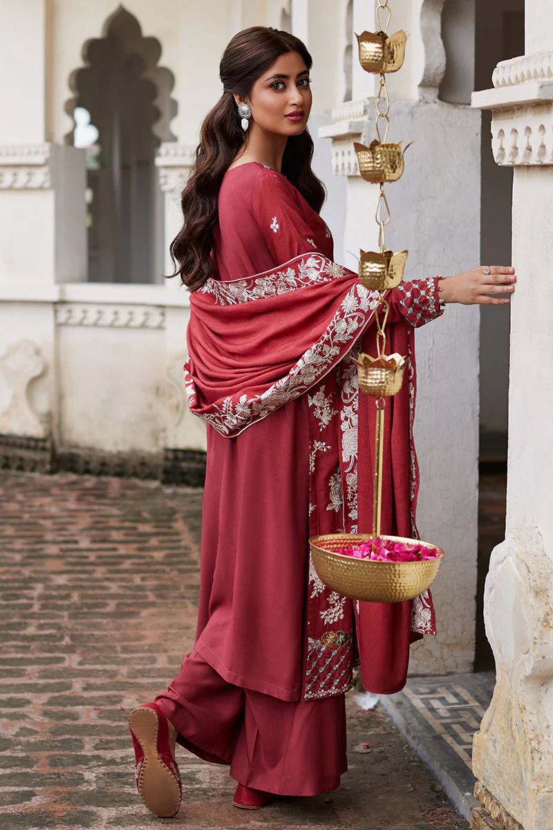 SCARLET SAGE-3PC LINEN EMBROIDERED SUIT - Image 6