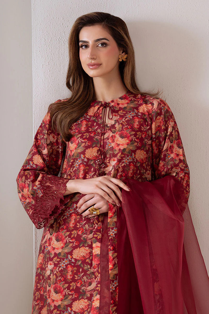 SCARLET SUNSET-2 PC (SHIRT & DUPATTA) - Image 2