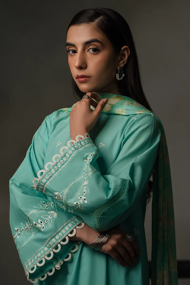 SEA GREEN-2 PIECE (SHIRT & DUPATTA) - Image 3