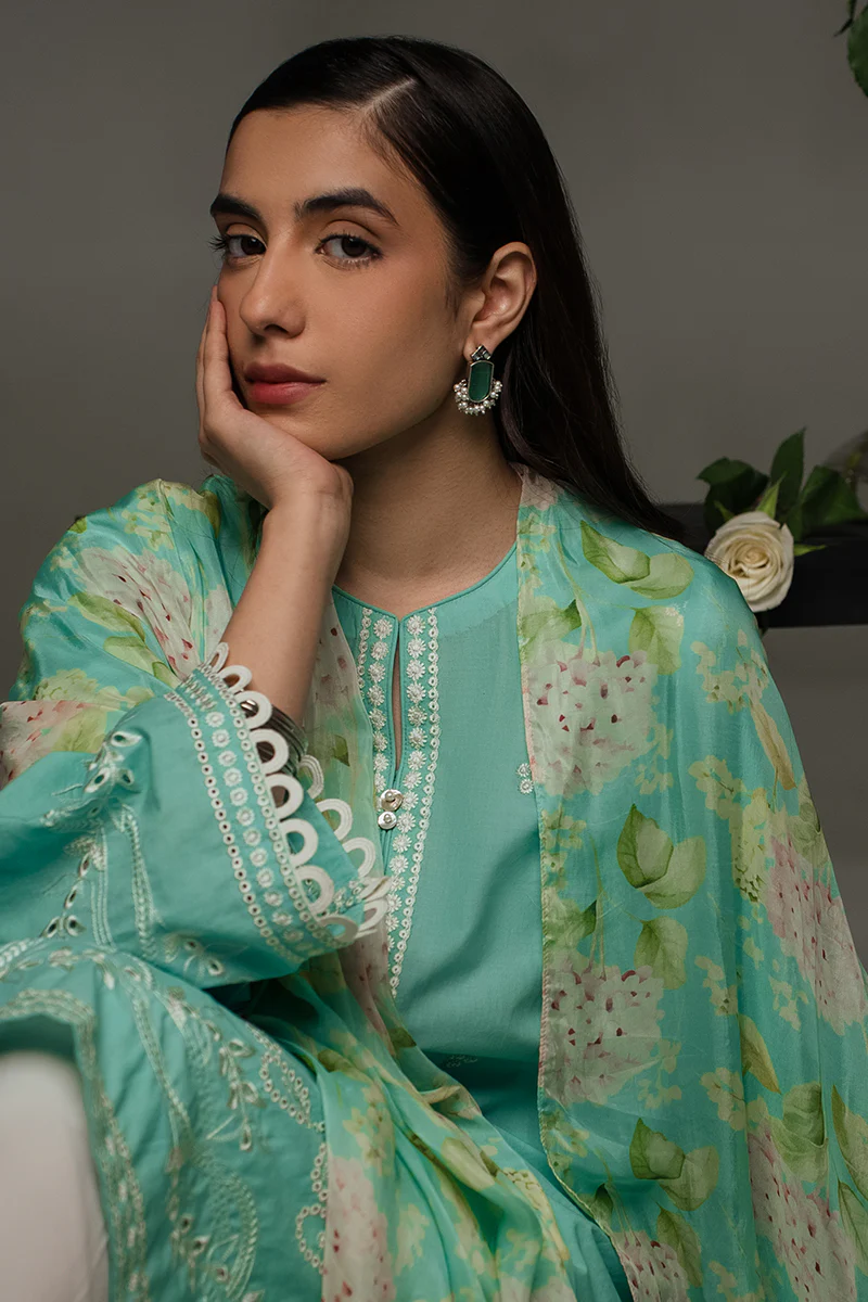 SEA GREEN-2 PIECE (SHIRT & DUPATTA) - Image 4