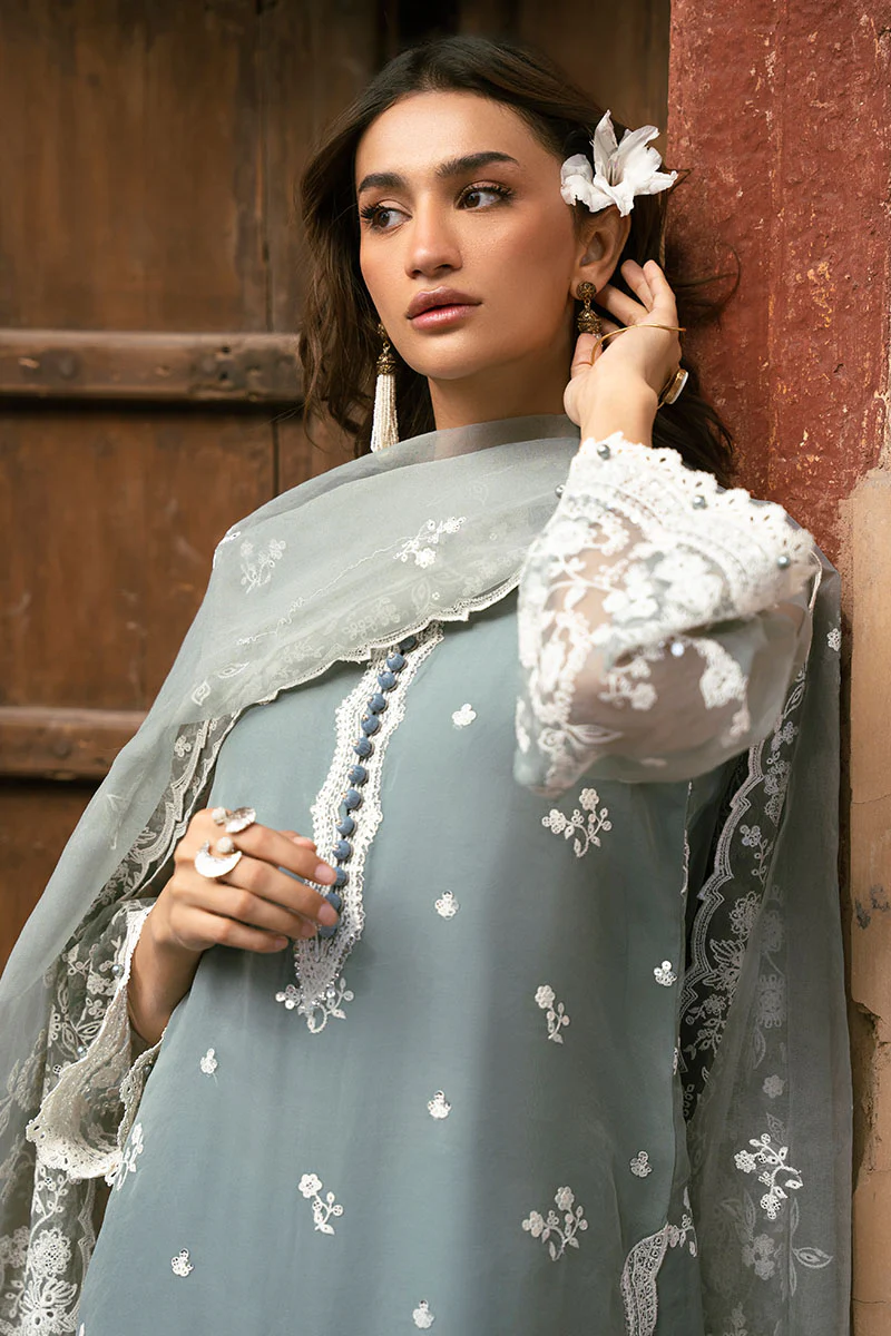 SEAFOAM BREEZE-3PC (SHIRT, TROUSER & DUPATTA) - Image 5