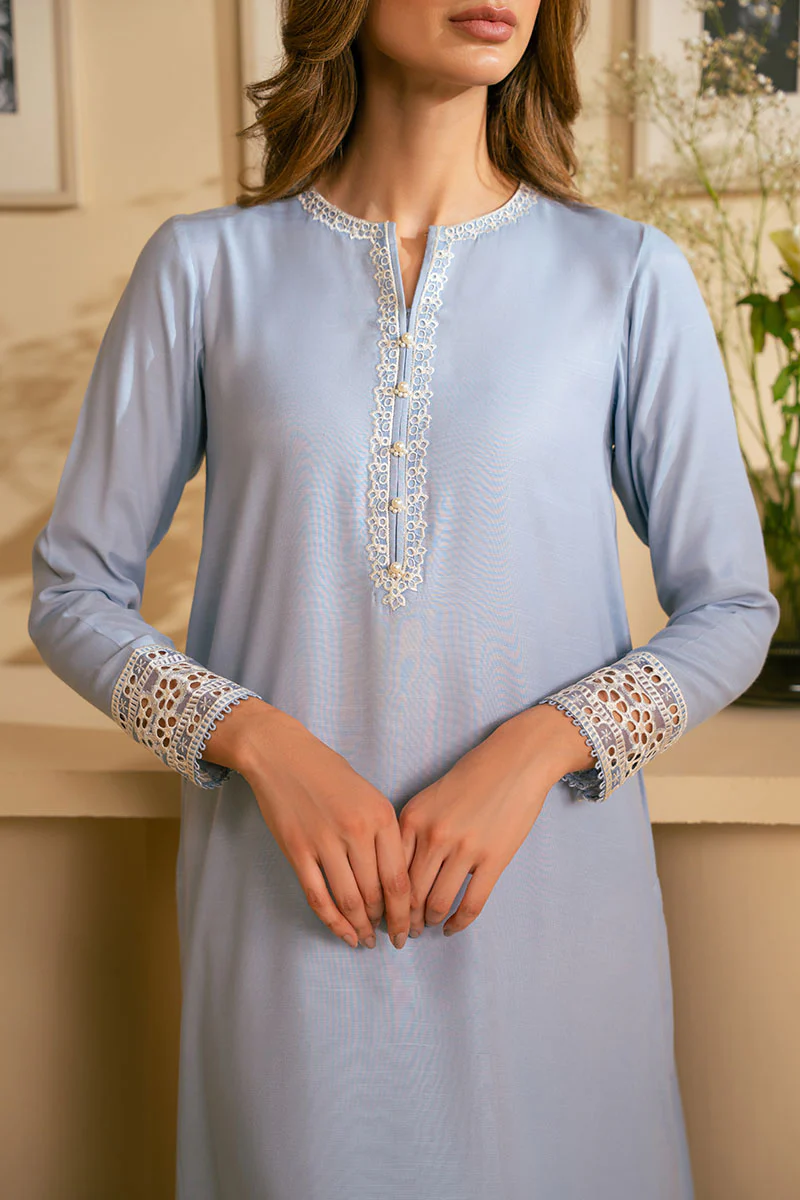 SERENE BLUE DYED SILK SHIRT - Image 2