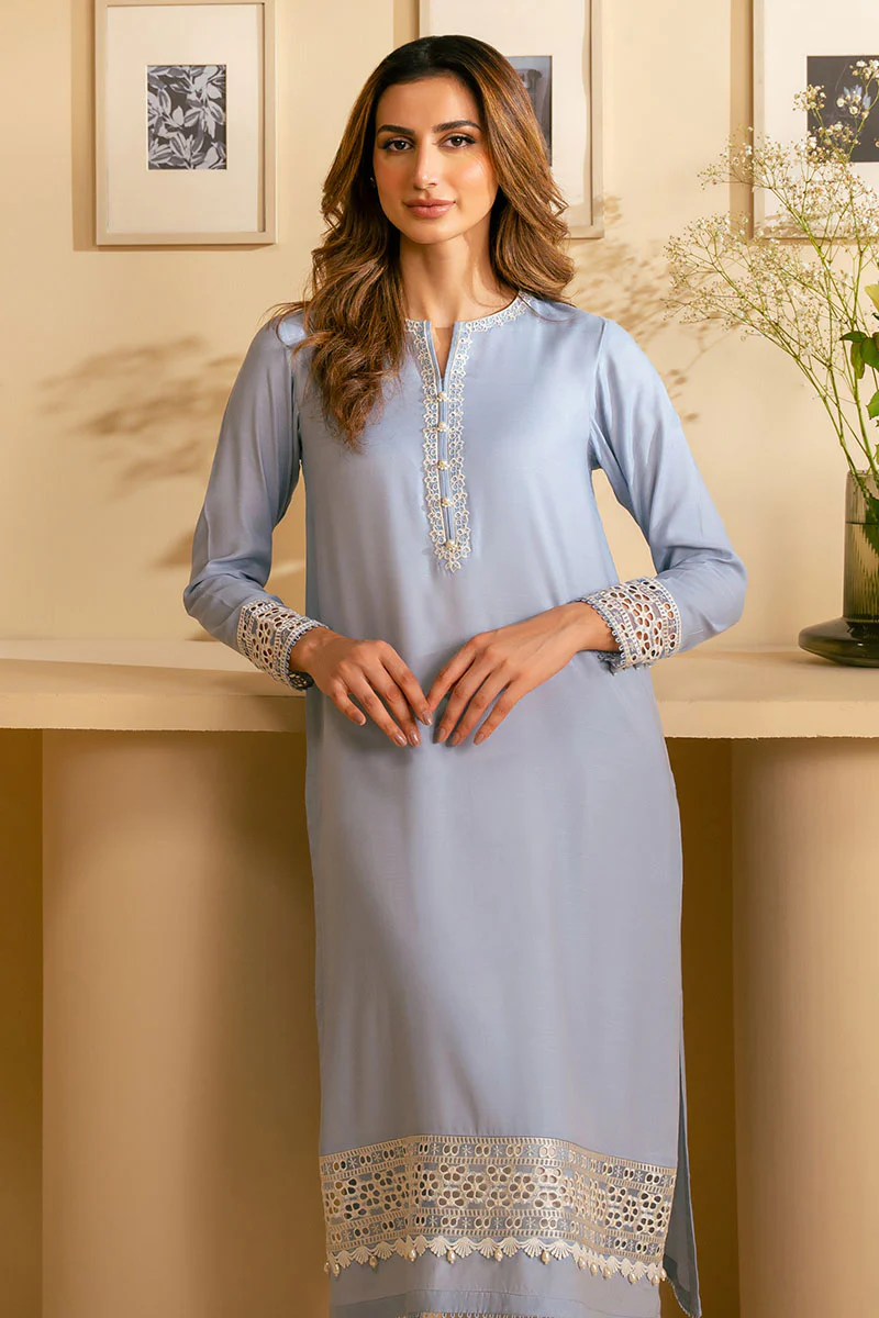 SERENE BLUE DYED SILK SHIRT - Image 4