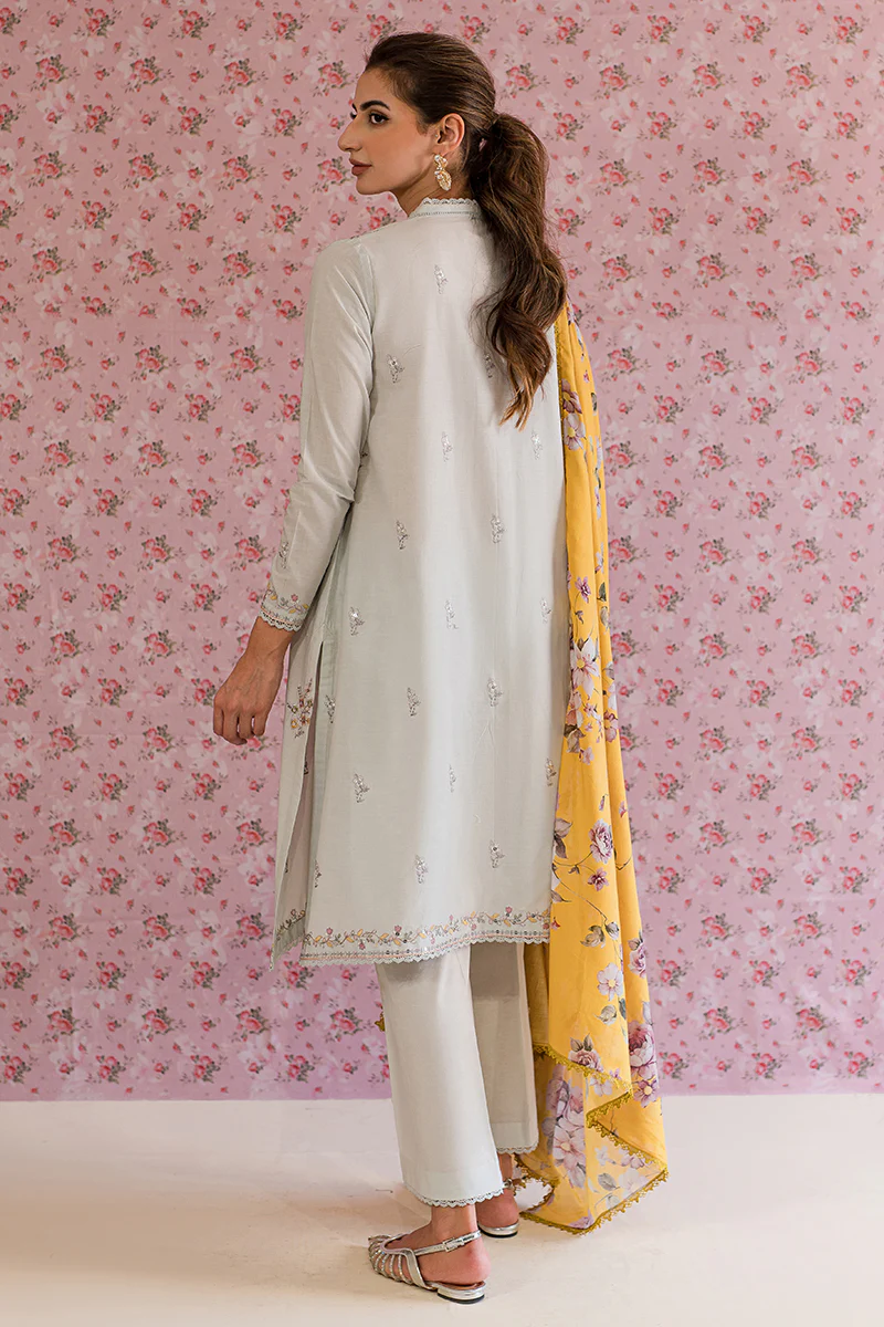SILVER LUCENT-3PC EMBROIDERED LAWN SUIT - Image 3