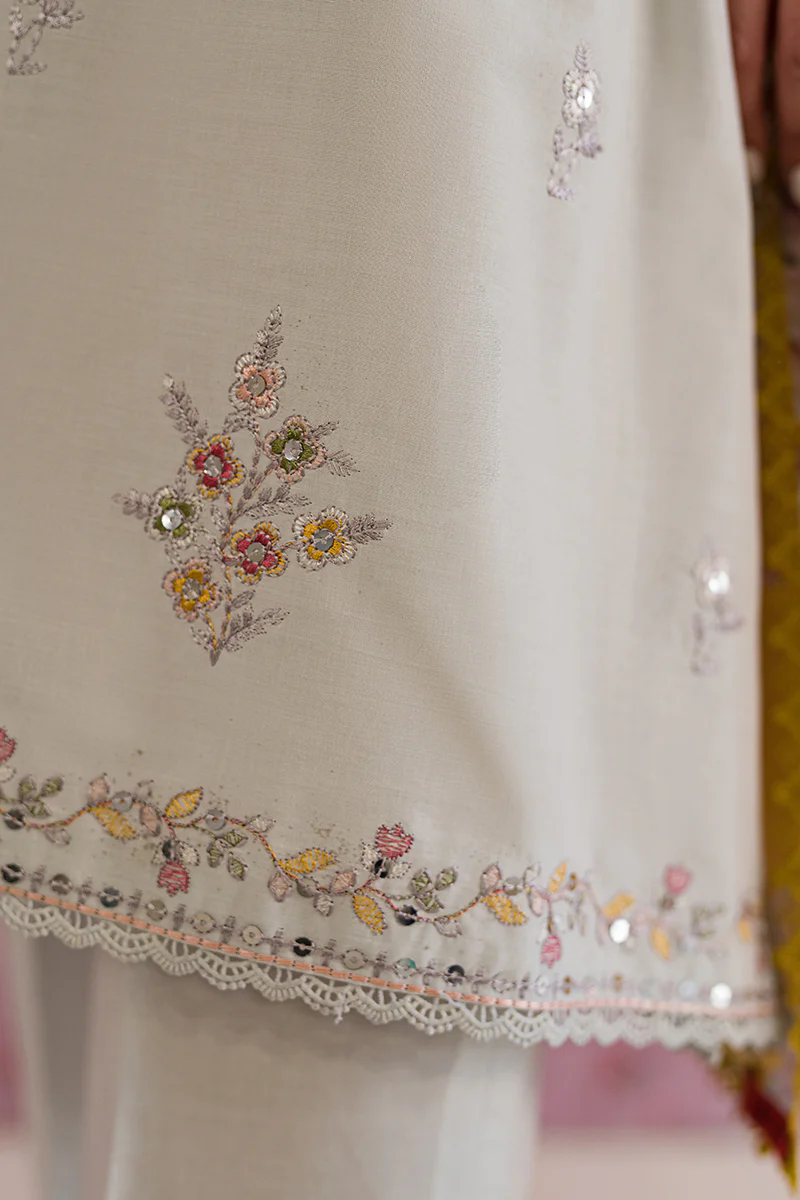 SILVER LUCENT-3PC EMBROIDERED LAWN SUIT - Image 6