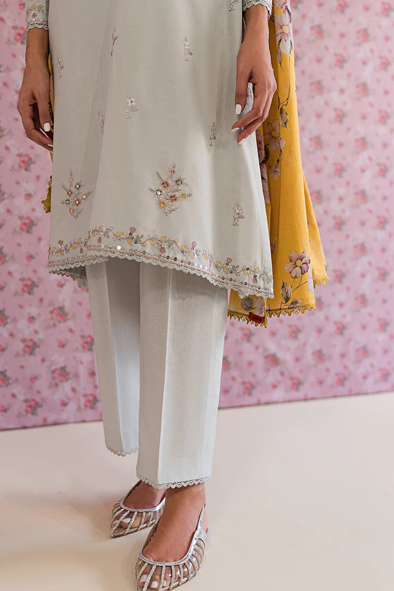 SILVER LUCENT-3PC EMBROIDERED LAWN SUIT - Image 8