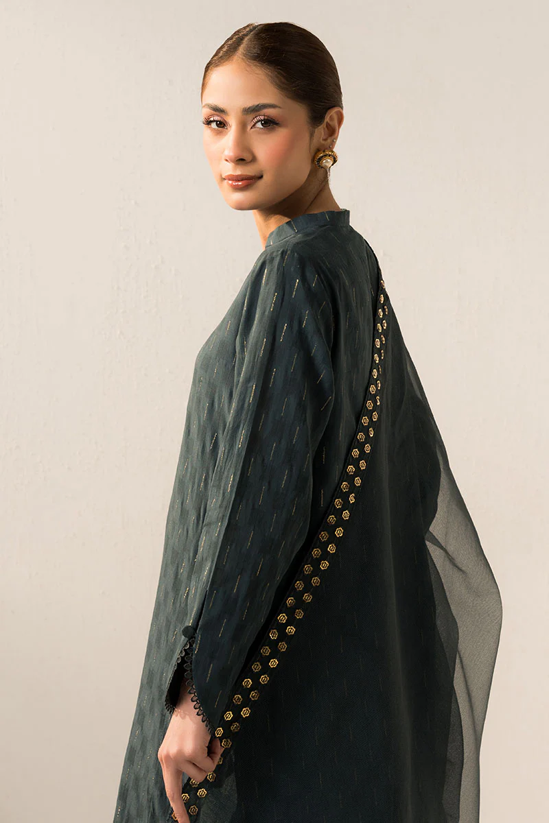 SMOKE GREEN-2PC (SHIRT & DUPATTA) - Image 5