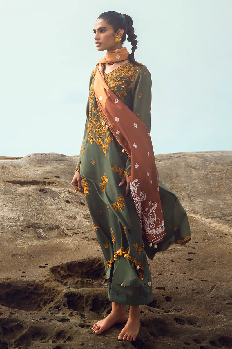 SMOKEY FLAIR-3PC SATIN EMBROIDERED SUIT - Image 6