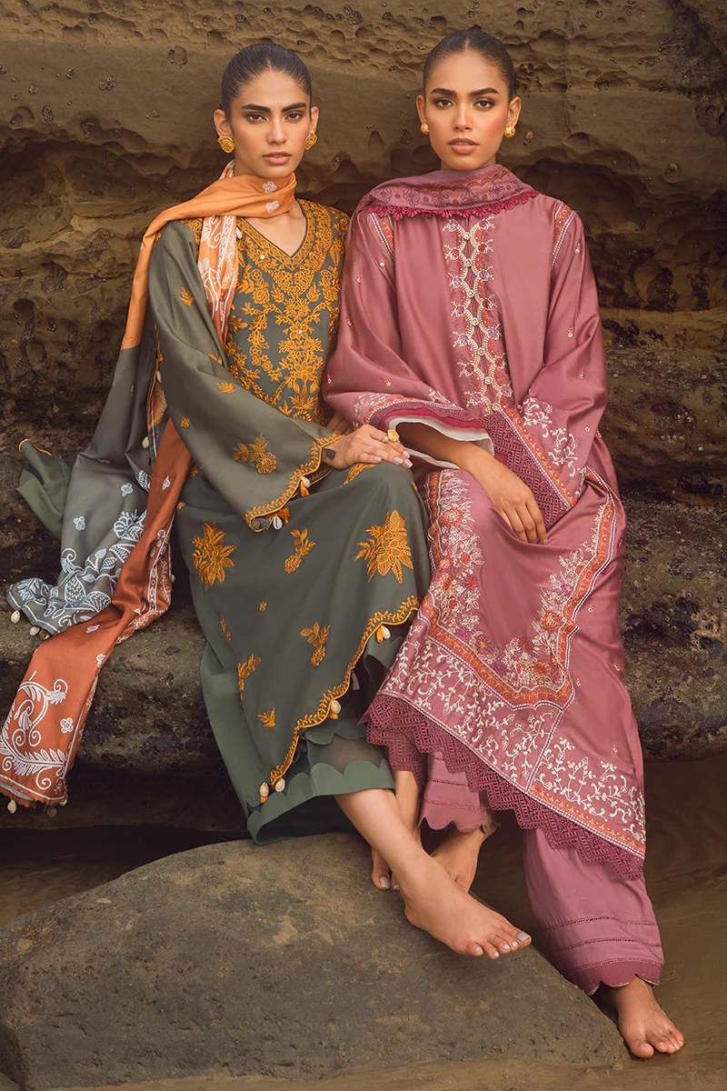 SMOKEY FLAIR-3PC SATIN EMBROIDERED SUIT - Image 7